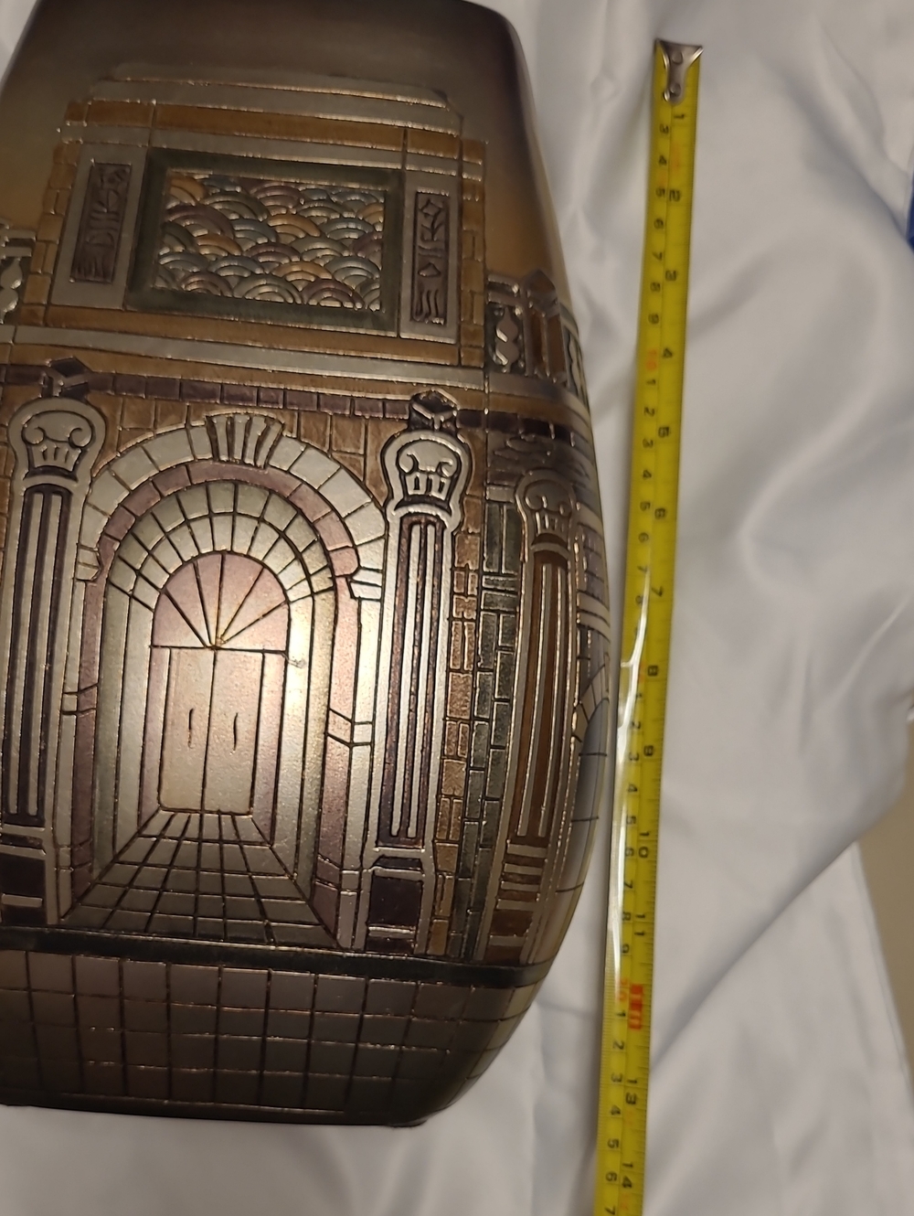 Artmax Embossed Bronze Decorative Architectural Vase. 13" X 8" - Picture 11 of 12